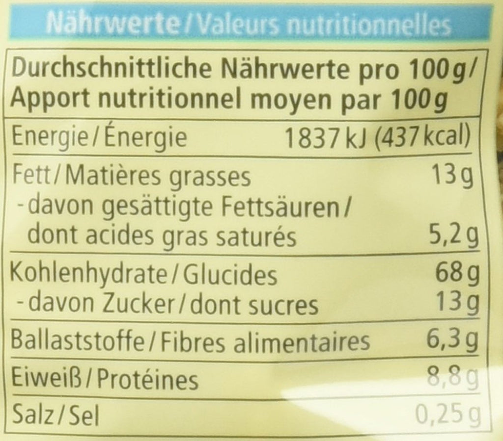 Dinkel Hafer Crunchy Knuspermuesli Fruehstueck verschiedene Sorten