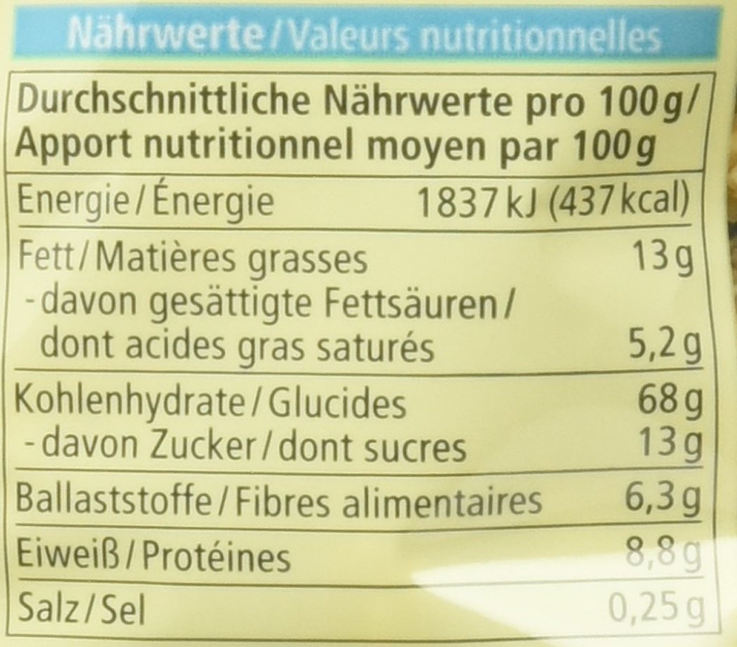 Dinkel Hafer Crunchy Knuspermuesli Fruehstueck verschiedene Sorten