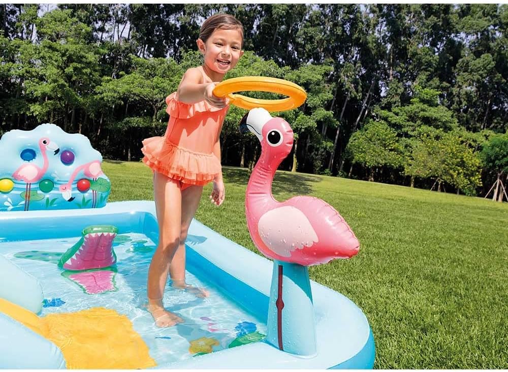 Intex Jungle Adventure Aufblasbares Kinderpool 244×198×71 cm mit Rutsche