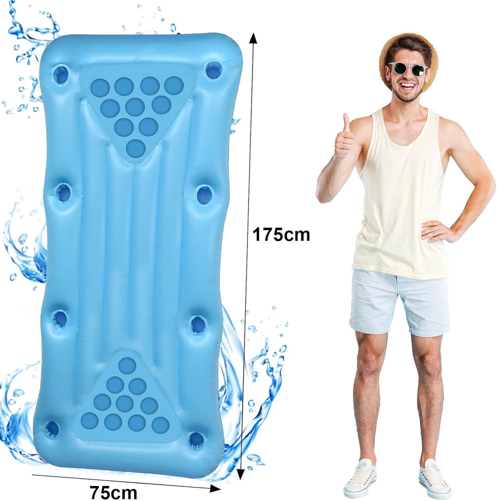 Faburo Luftmatratze 175x75x15 cm aufblasbar mit Getraenkehalter Pool Float