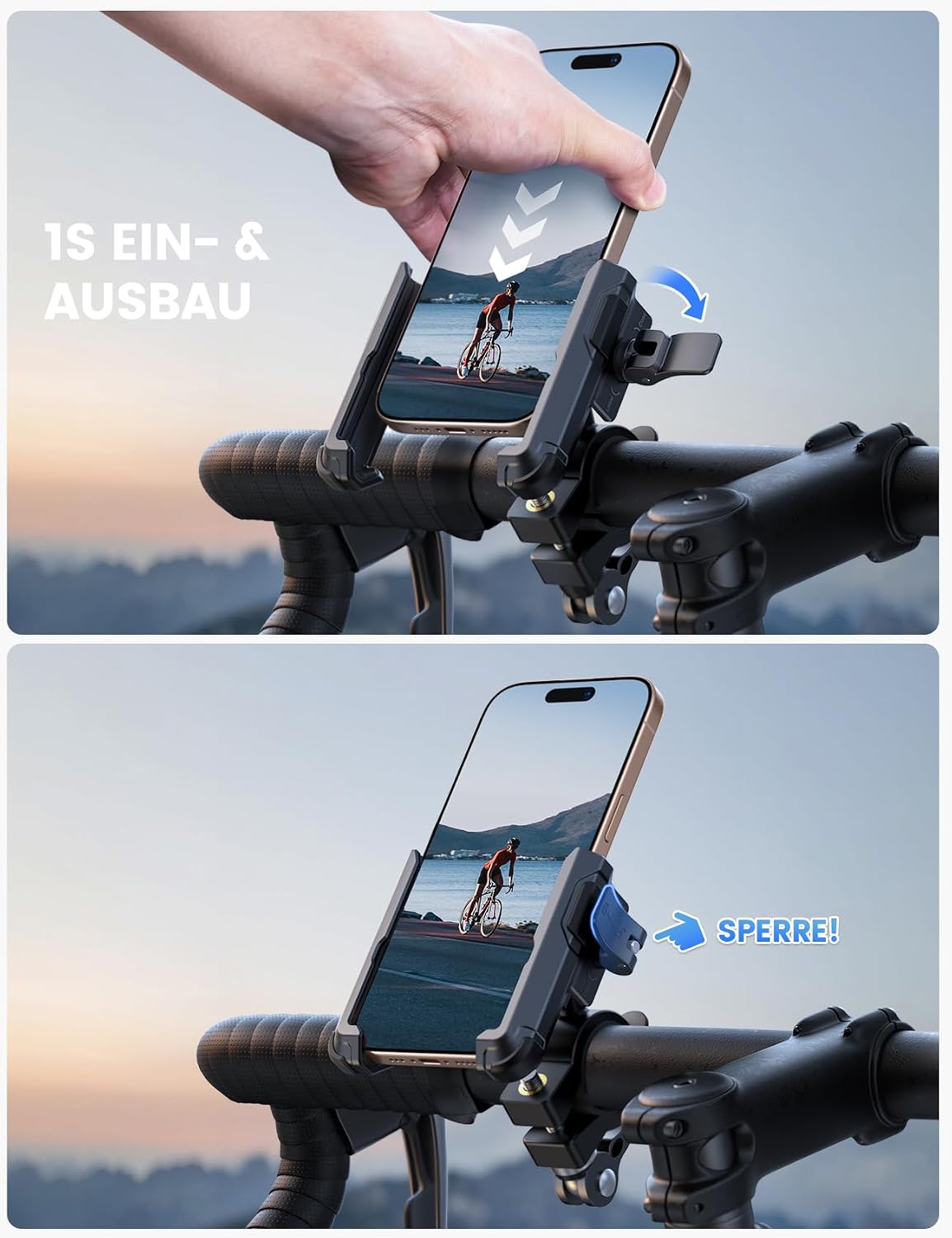Fahrrad Lenkerhalterung 360° drehbar fuer Smartphone Universal