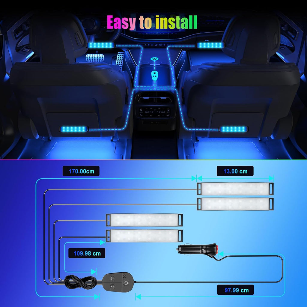 LED Ambientebeleuchtung Auto Innenraum mit App Steuerung 16 Mio Farben USB