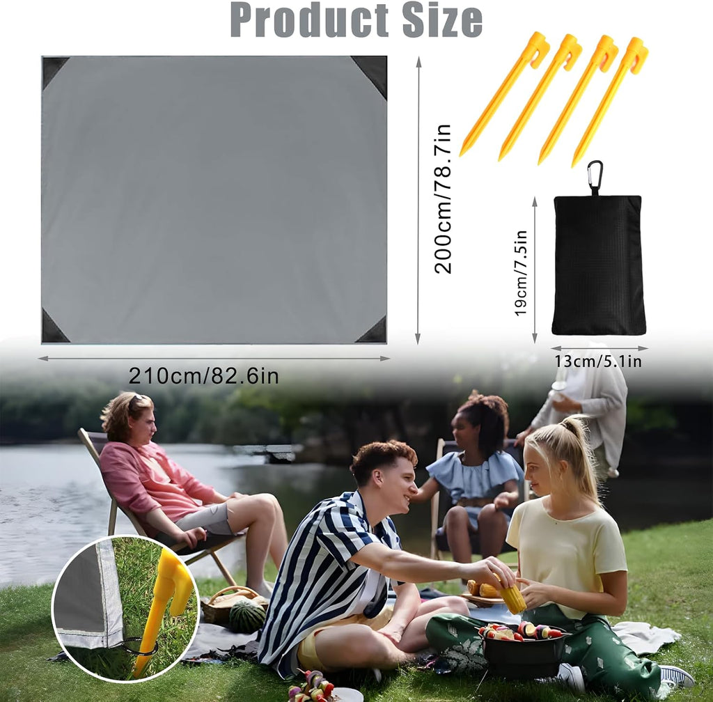 200x210 cm Strand- und Picknickdecke wasserdicht faltbar mit Tasche