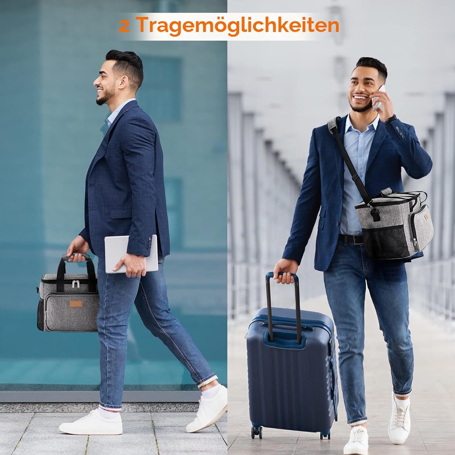 Lifewit Kuehltasche faltbar Isolierte Thermotasche Umhaengetasche Grau