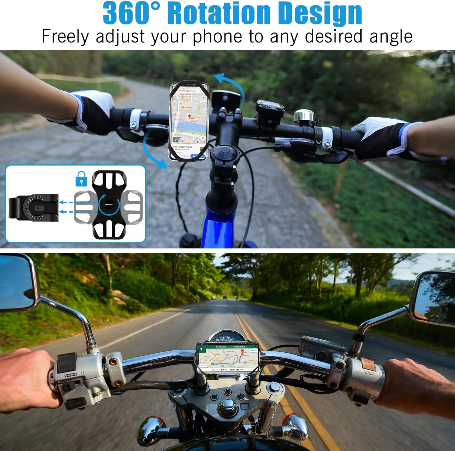 Universal Silikon Fahrrad Handyhalterung 360° drehbar Lenkerhalter
