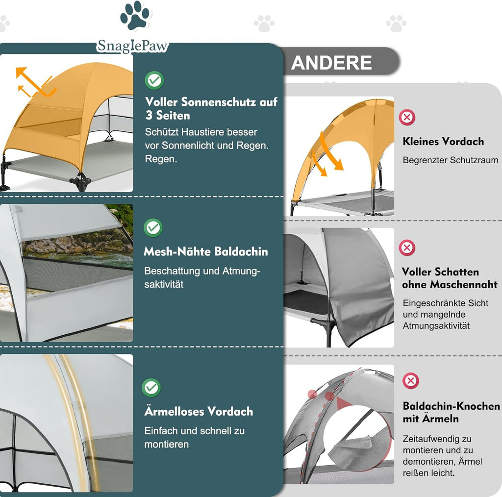 Snagle Paw Hundeliege mit Dach erhoehtes Design wasserdicht fuer grosse Hunde