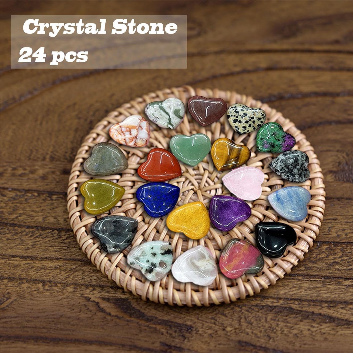 24er Set Herz Kristallsteine bunt Meditation Reiki Chakra Heilsteine