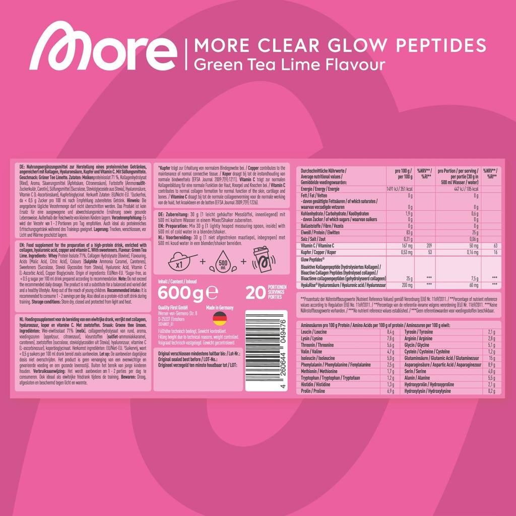 MORE Clear Glow Peptides Wassermelone unterstuetzt Muskeln Haut Gelenke Seh