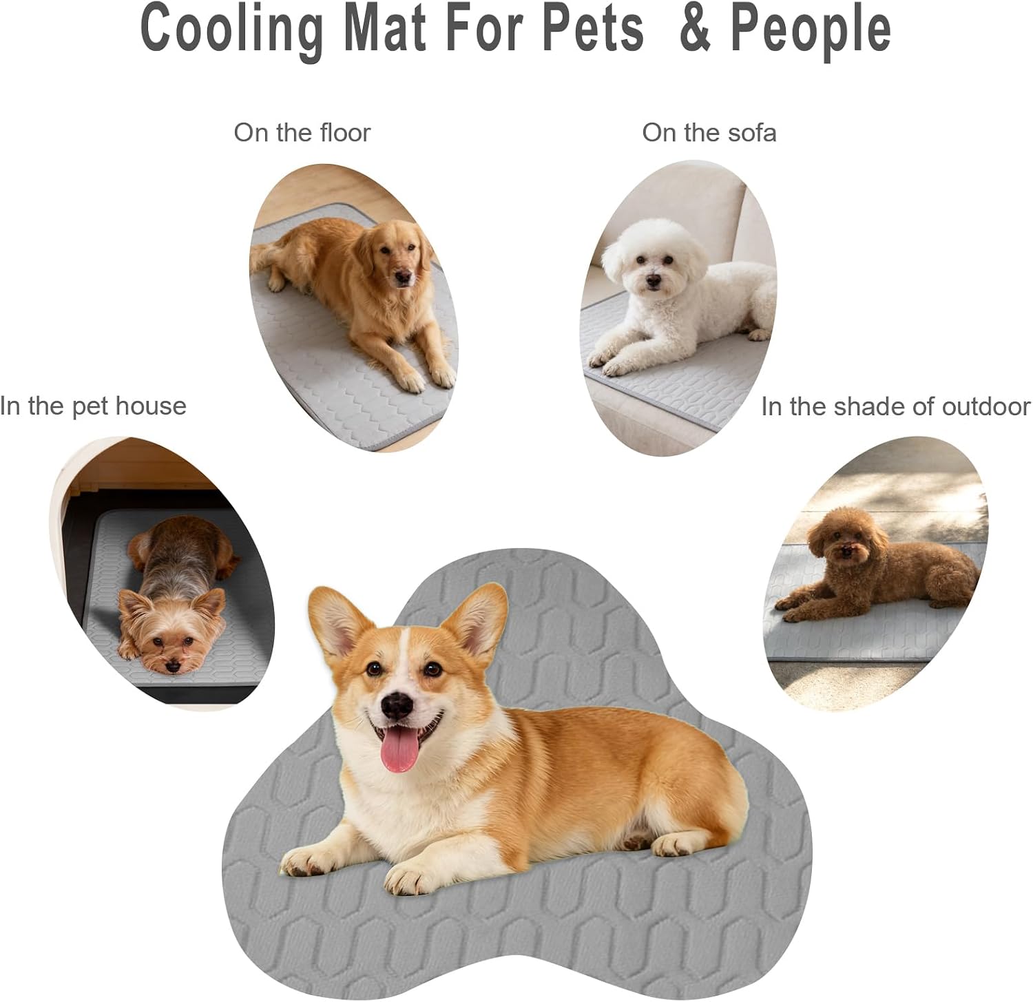 Kuehlmatte fuer Hunde Katze selbstkuehlend faltbar 55 x 70 cm 40cm-55cm