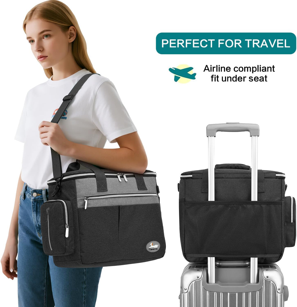 Hundetragetasche Reisetasche Flugzeug geeignet mit 2 Futtertaschen, 2 Napf, Fuett