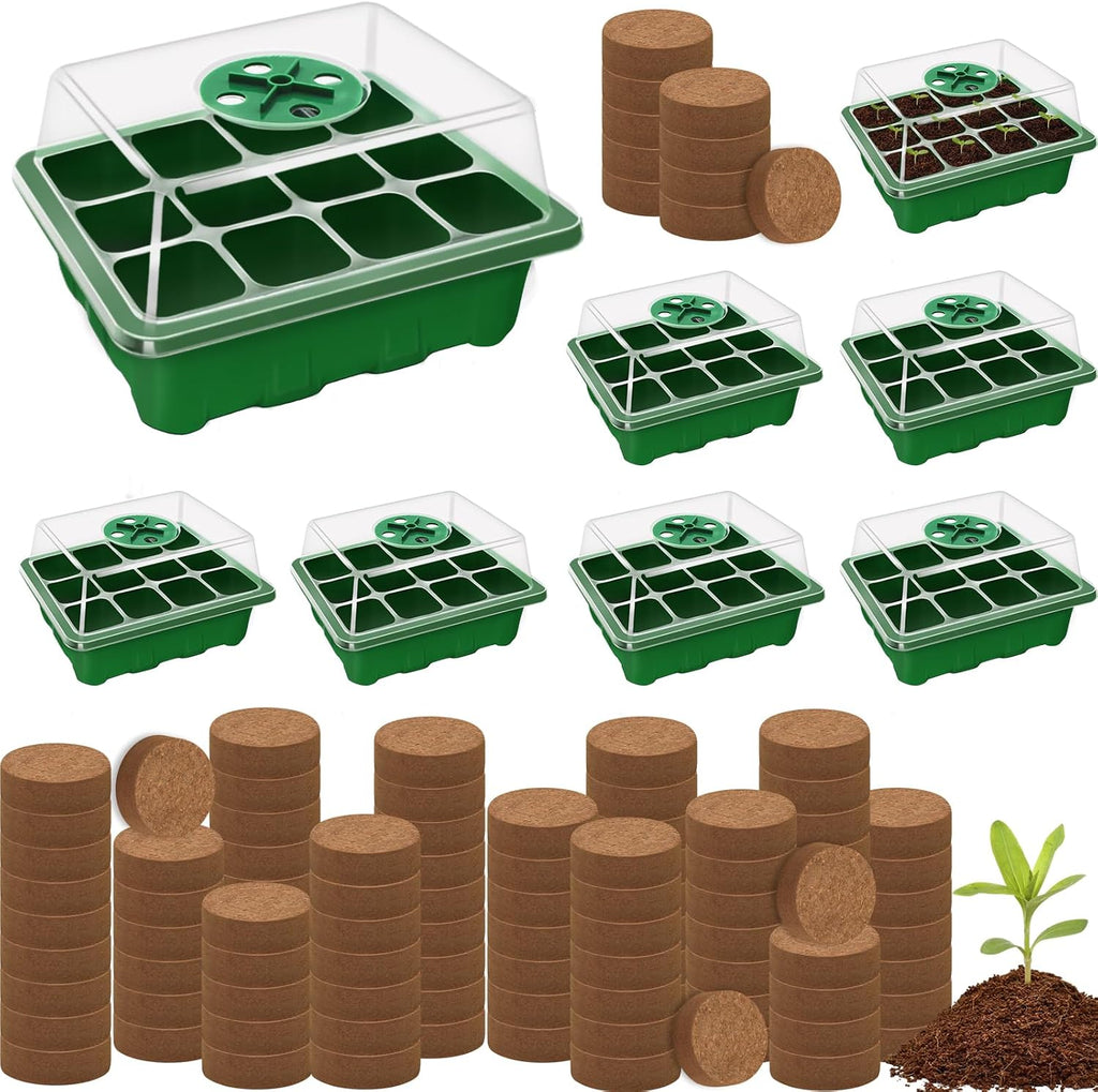 Zimmergewaechshaus Anzuchtkasten 48 Zellen mit Kokos Quelltabletten, 4er Set