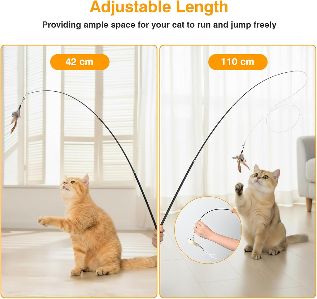 Otraki Katzenangel 110 cm mit Federn und Glocke Katzenspielzeug