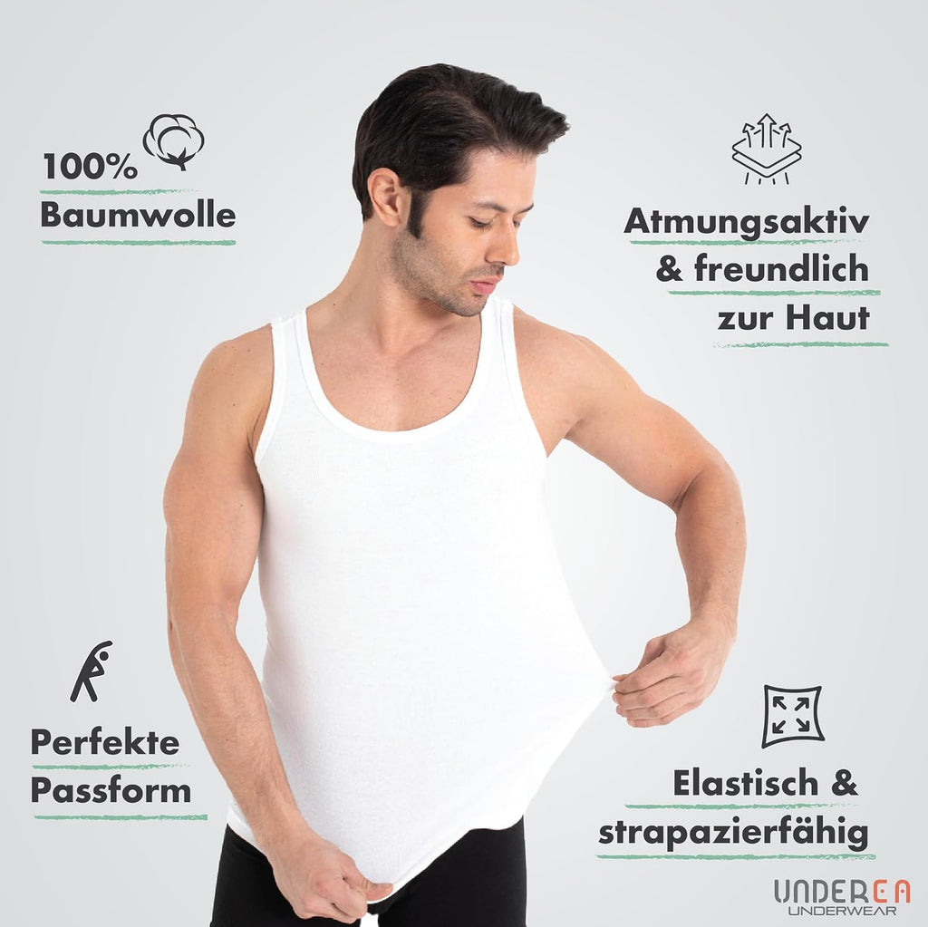 Herren Feinripp Unterhemd 100% Baumwolle Tank Top Groesse S-5XL 3er/5er Pack