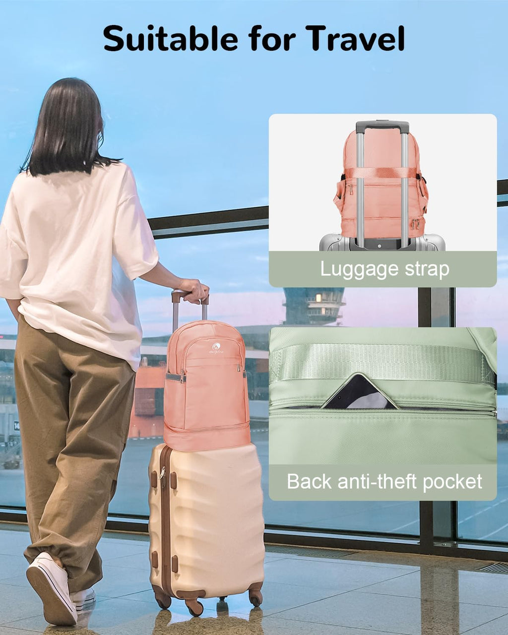 Reiserucksack wasserdicht mit Nassfach und Schuhfach, Unisex