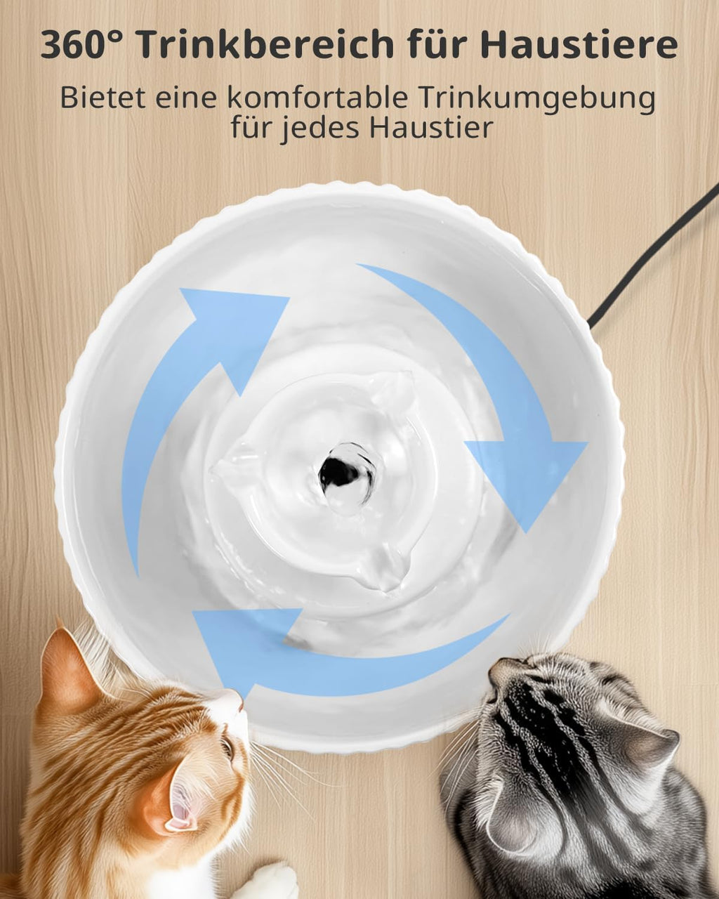 Keramik Katzenbrunnen Trinkbrunnen mit Filter, Schaumstoff & leiser Pumpe