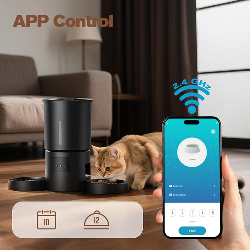 AONBOY Futterautomat 2 Naepfe mit WiFi Timer App Automatischer Futterspei
