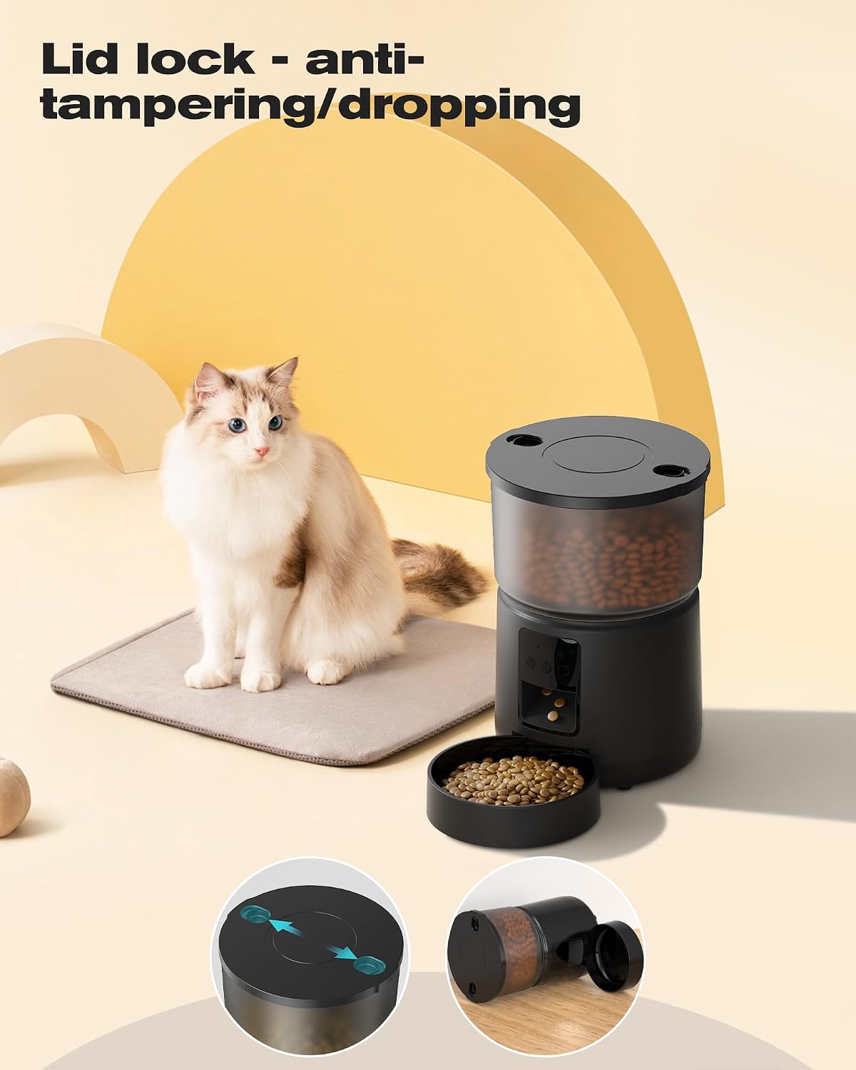 SOOFPET Futterautomat fuer Katzen und Hunde WLAN Schwarz automatisch