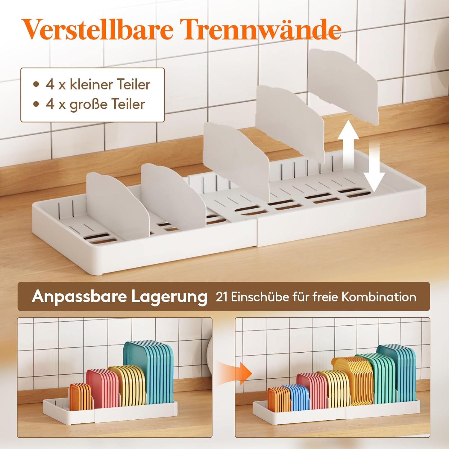 Lifewit Deckelhalter 33 cm mit 5 verstellbaren Faechern Kuechenorganizer