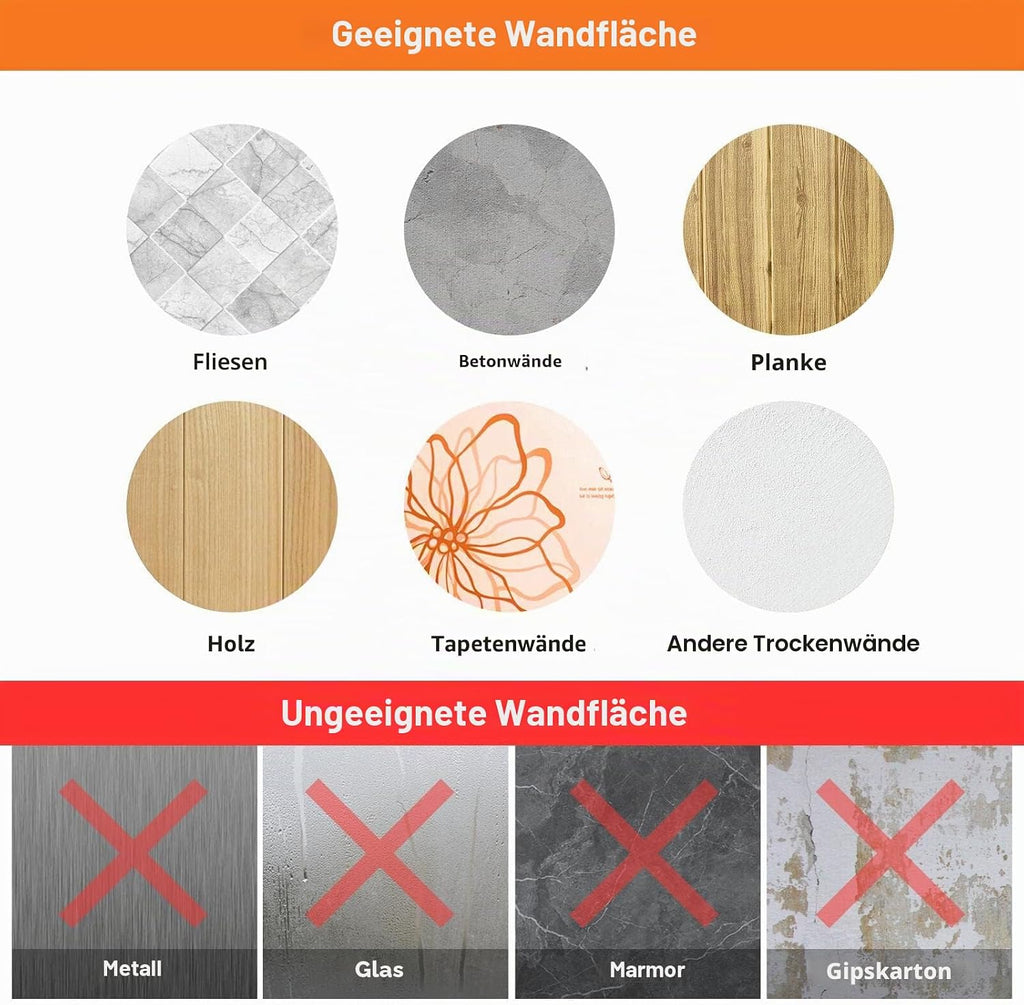 Kleiderhaken Wand 8er Set schwarz unsichtbar zum Bohren Handtuchhaken