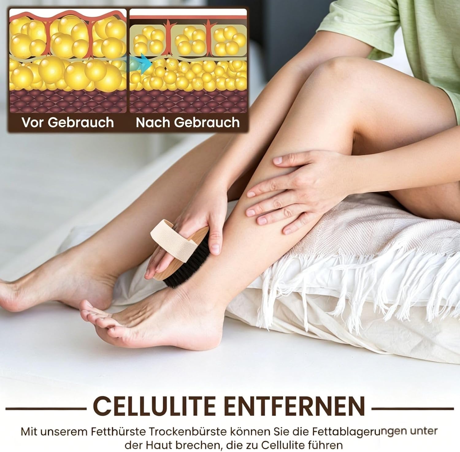 Trockenbürste Holz mit Naturborsten Massagebürste für Körperpflege