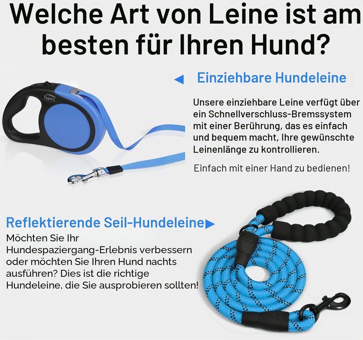 Taglory ausziehbare Hundeleine 5 m fuer kleine und mittelgrosse Hunde