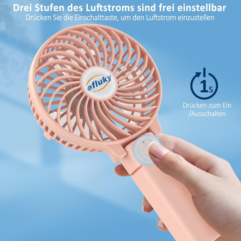 efluky faltbarer USB Handventilator wiederaufladbar tragbar Mini Ventilator