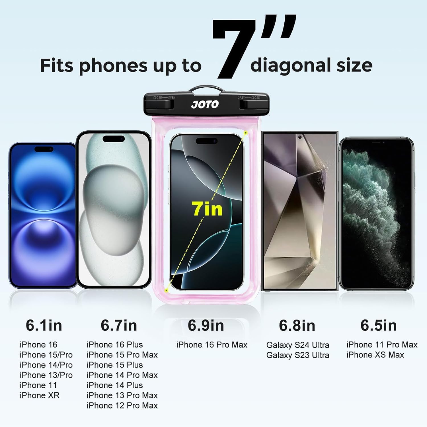 JOTO wasserdichte Universal Handytasche bis 7" IPX8 Schutz fuer iPhone Galaxy Xia