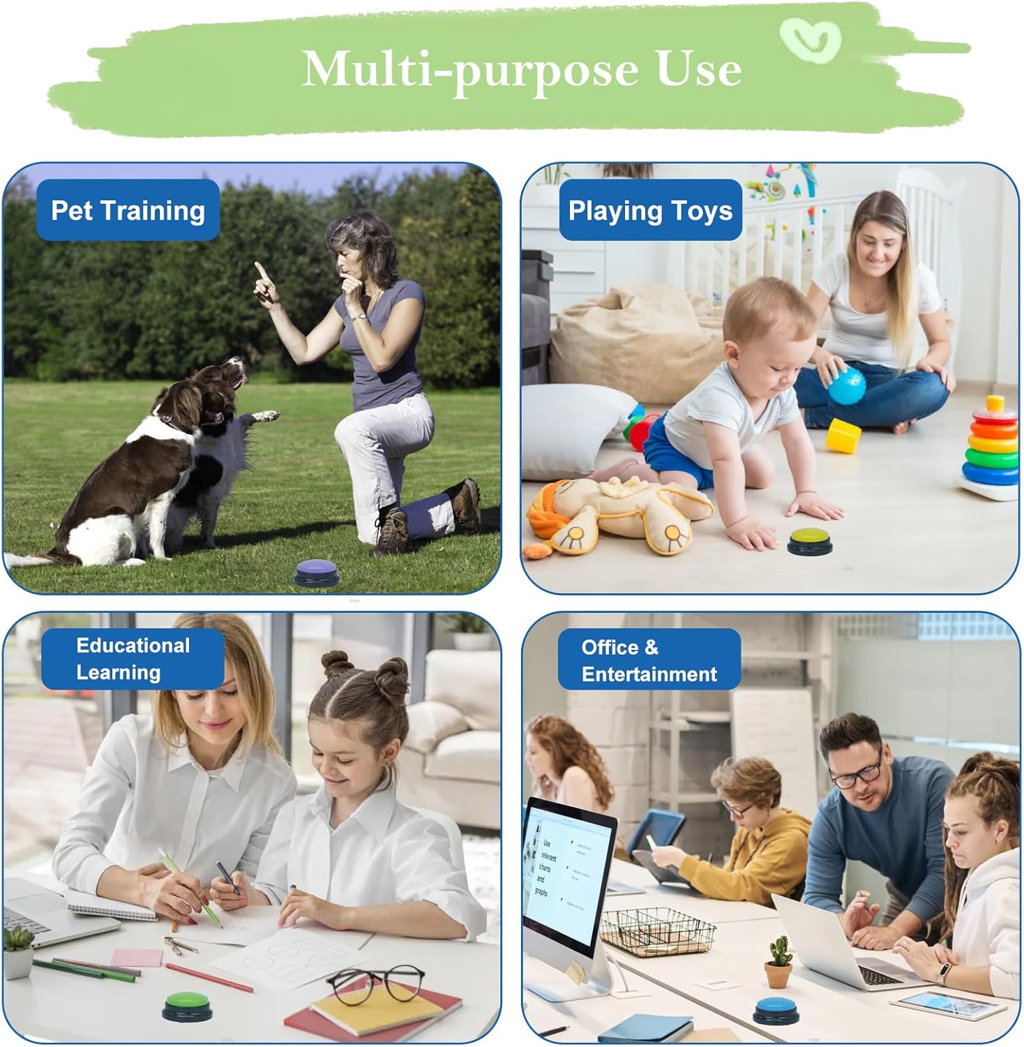 4er Set Hundetasten Sprachbuttons zur Kommunikation Hundetraining Aufnahme
