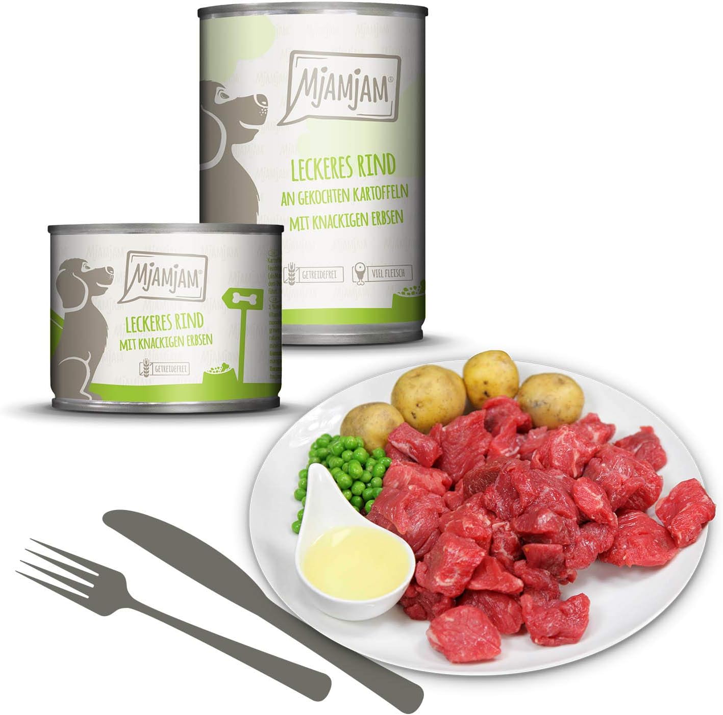 Hundefutter Nassfutter Mixpaket 6x400g Huhn Ente Rind Pute Kalb Lamm