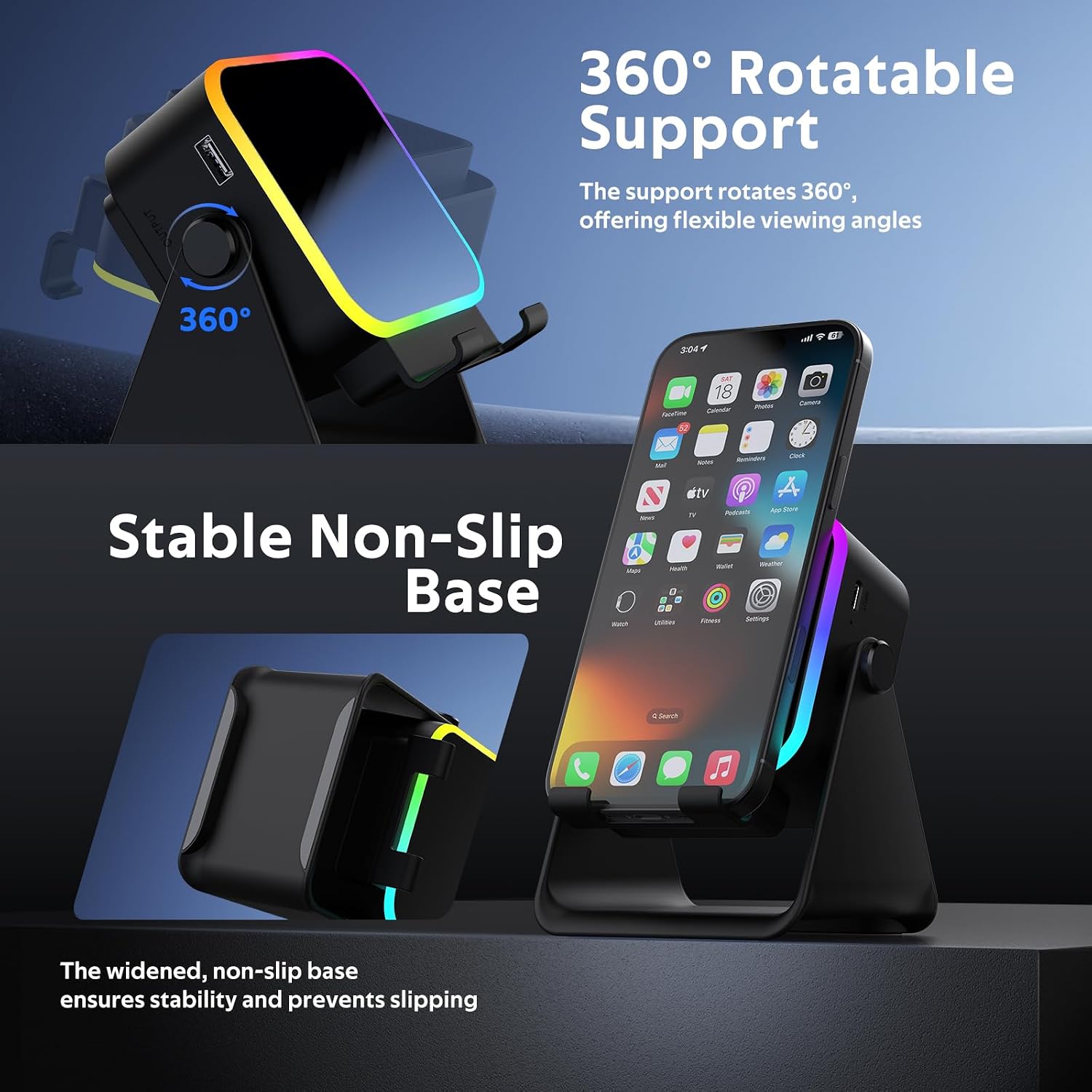 BIIB Bluetooth Induktionslautsprecher mit Telefonstaender Geschenk fuer Maenner