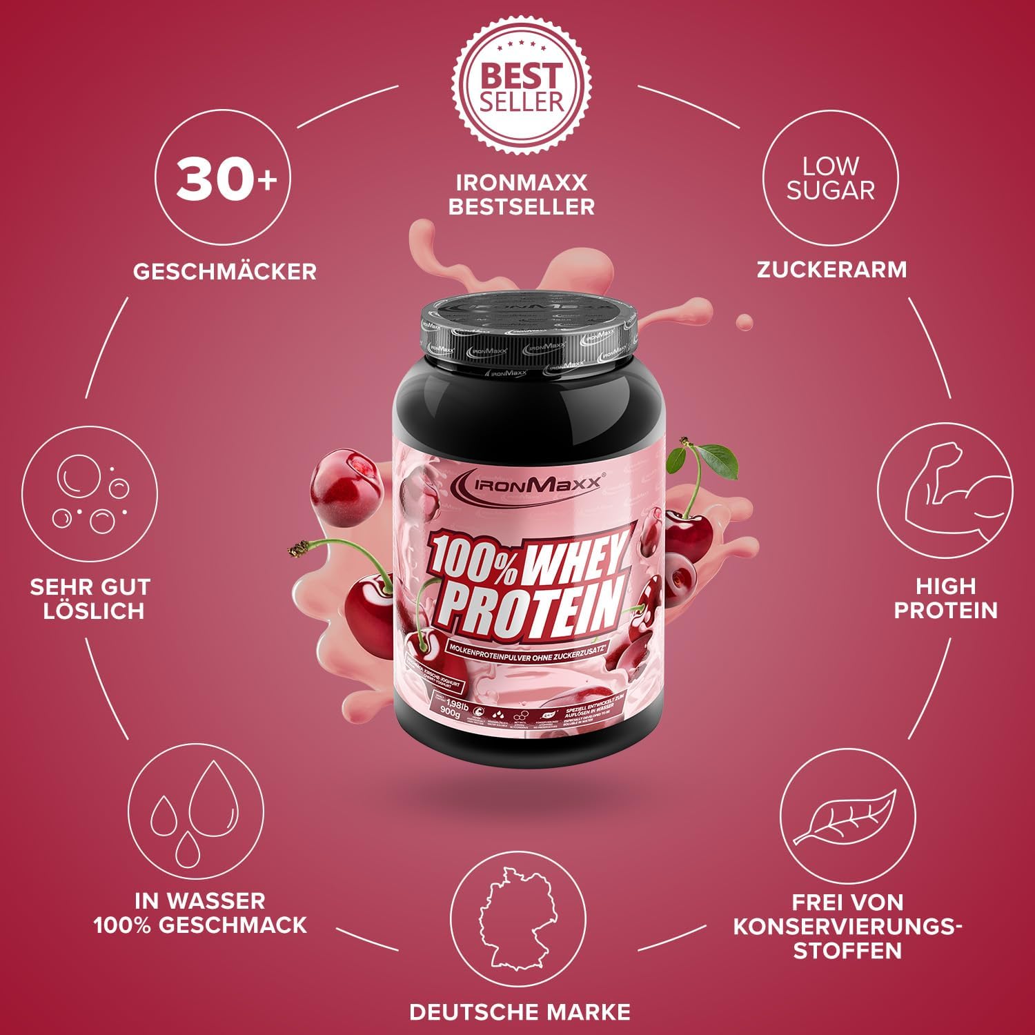 IronMaxx Whey Protein Milk Chocolate Pulver Muskelaufbau verschiedene Sort
