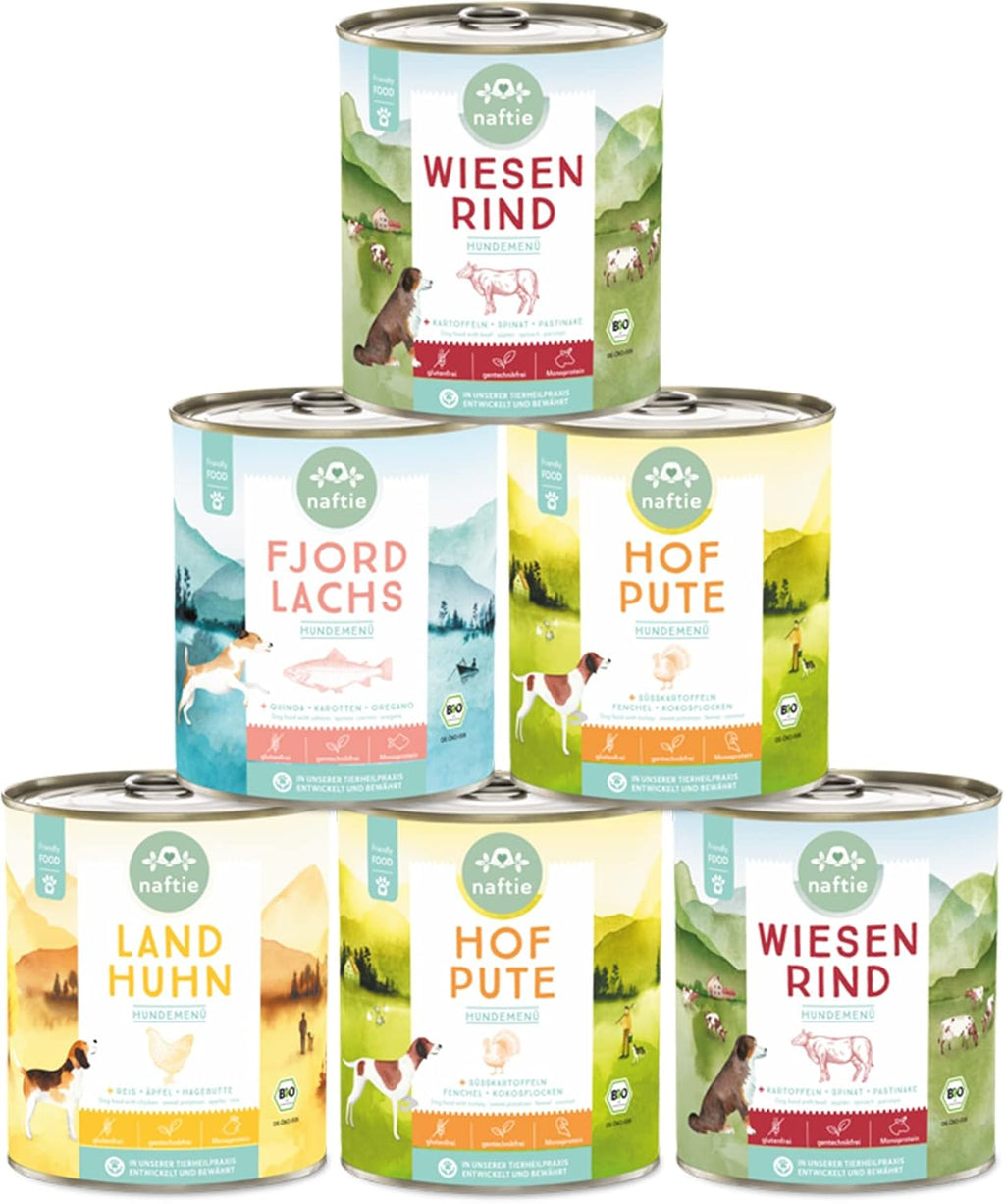 Bio Nassfutter fuer Hunde 12x400g - purinarm glutenfrei fettarm fuer Adult & Senio