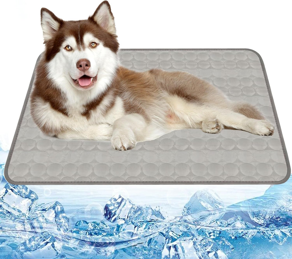 Kuehlmatte Hund XL 100x70 cm Grau - Kuehlkissen Haustier fuer Auto und Zuhause