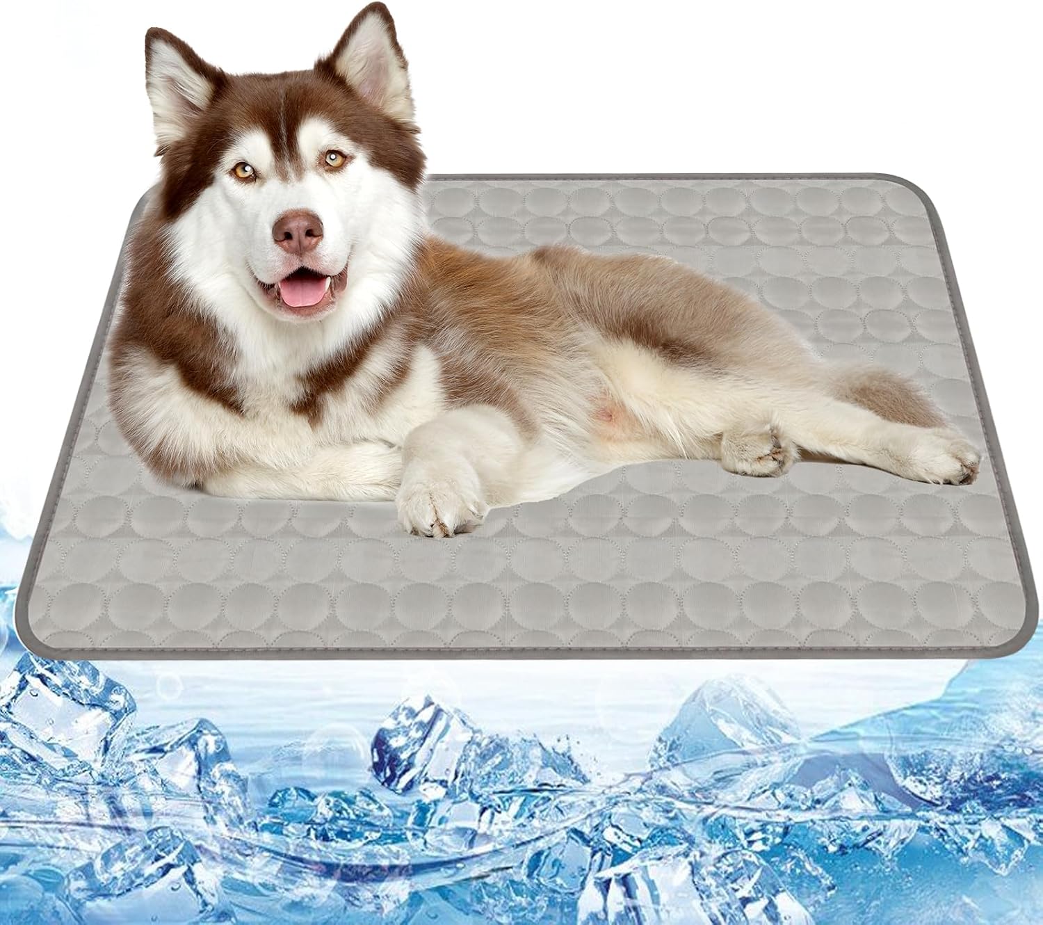 Kuehlmatte Hund XL 100x70 cm Grau - Kuehlkissen Haustier fuer Auto und Zuhause