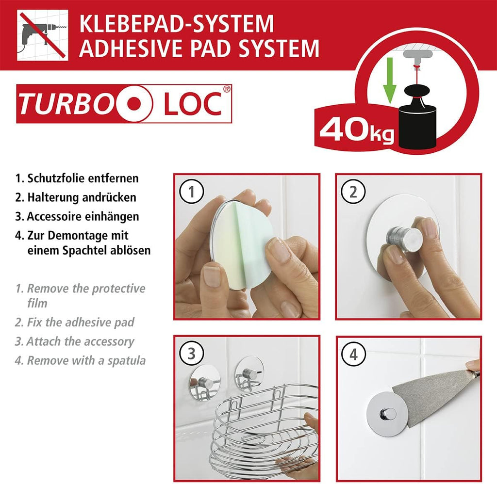 Wenko Eck-Duschablage ohne Bohren Turbo-Loc verstellbar 6cm-38cm