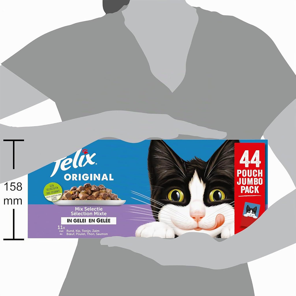 Felix Katzenfutter Mix in Gelee 44 x Huhn Lachs Thunfisch