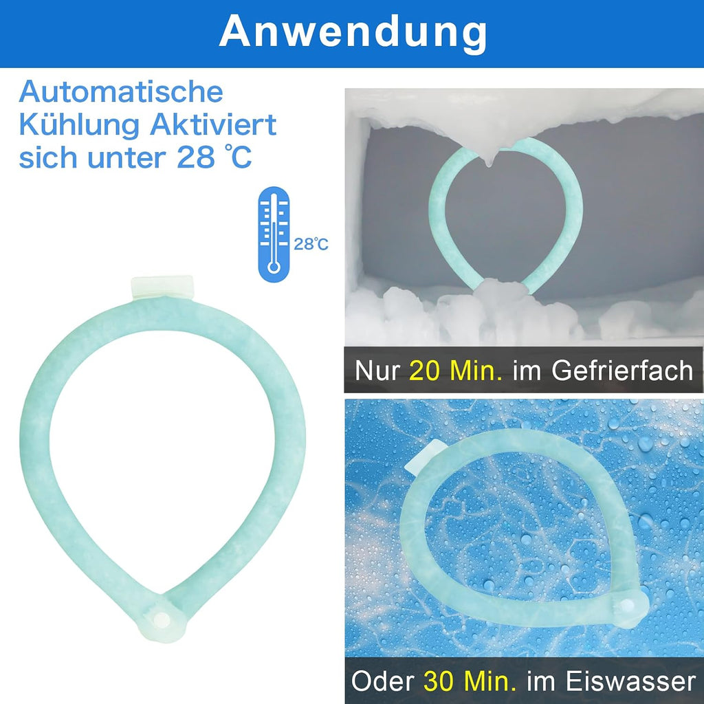 DEWEL Kuehlhalsband fuer Hunde bis 47 cm 360° Nackenkuehlschlauch Gruen