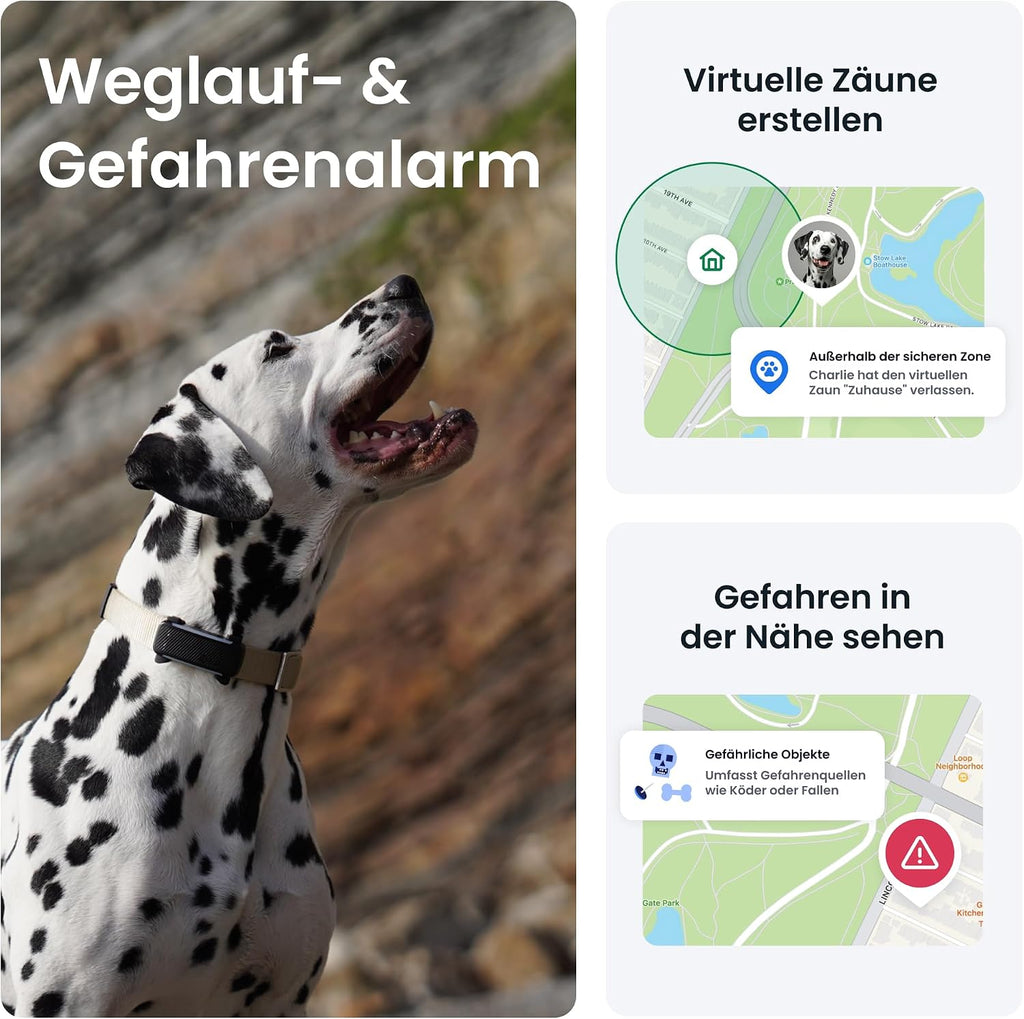 Tractive GPS Tracker 2025 Edition fuer Hunde Schwarz mit Live-Ortung