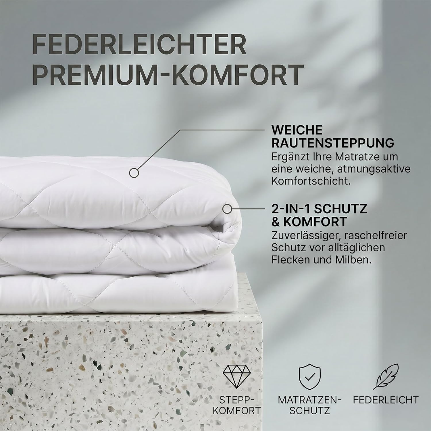 HOMESCAPES Kuehlender Matratzentopper 90x200 cm - atmungsaktive Cool-Touch Matrat