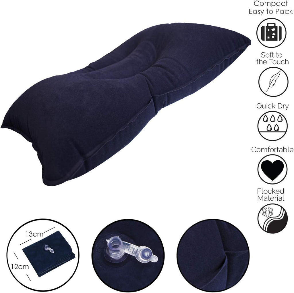 Trixes aufblasbares Campingkissen 2er Pack Marineblau beflockt leicht