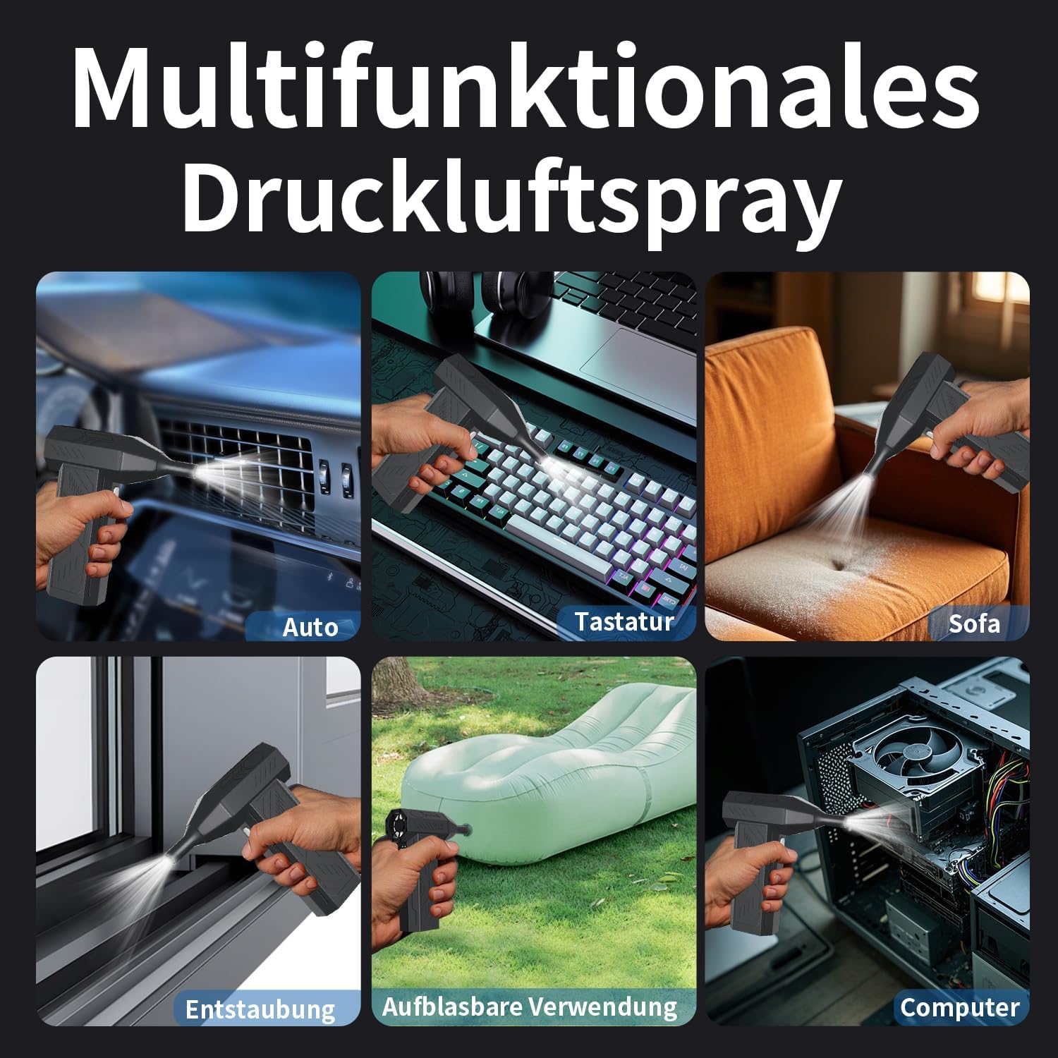Kabelloses Geblaese 4‑Stufen 130000 U/min fuer PC Laptop Auto klein leicht