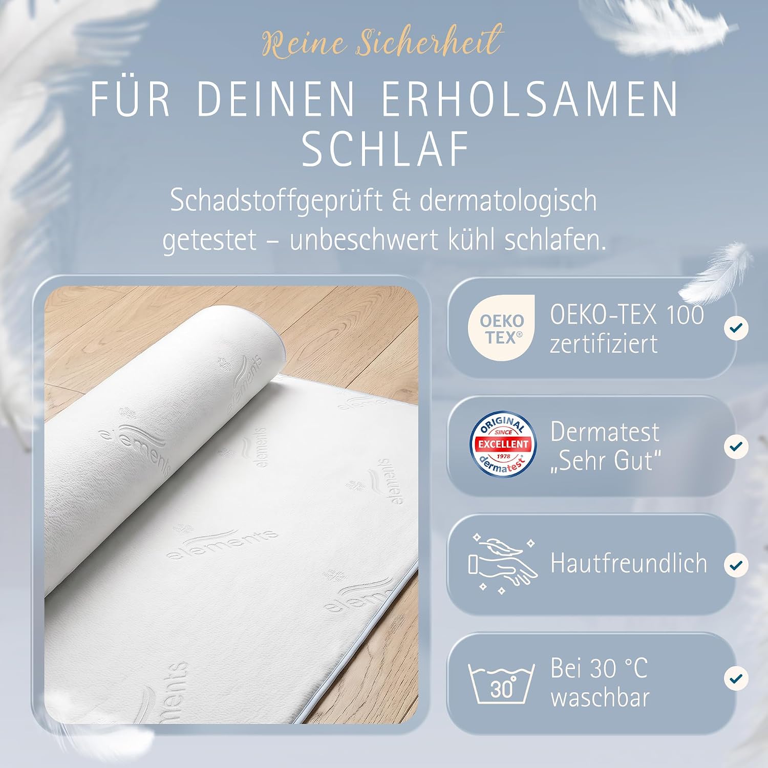 Kuehlende Matratzenschoner 90x200 - Endlich kuehl schlafen Dank PCM Kuehlfasern - M