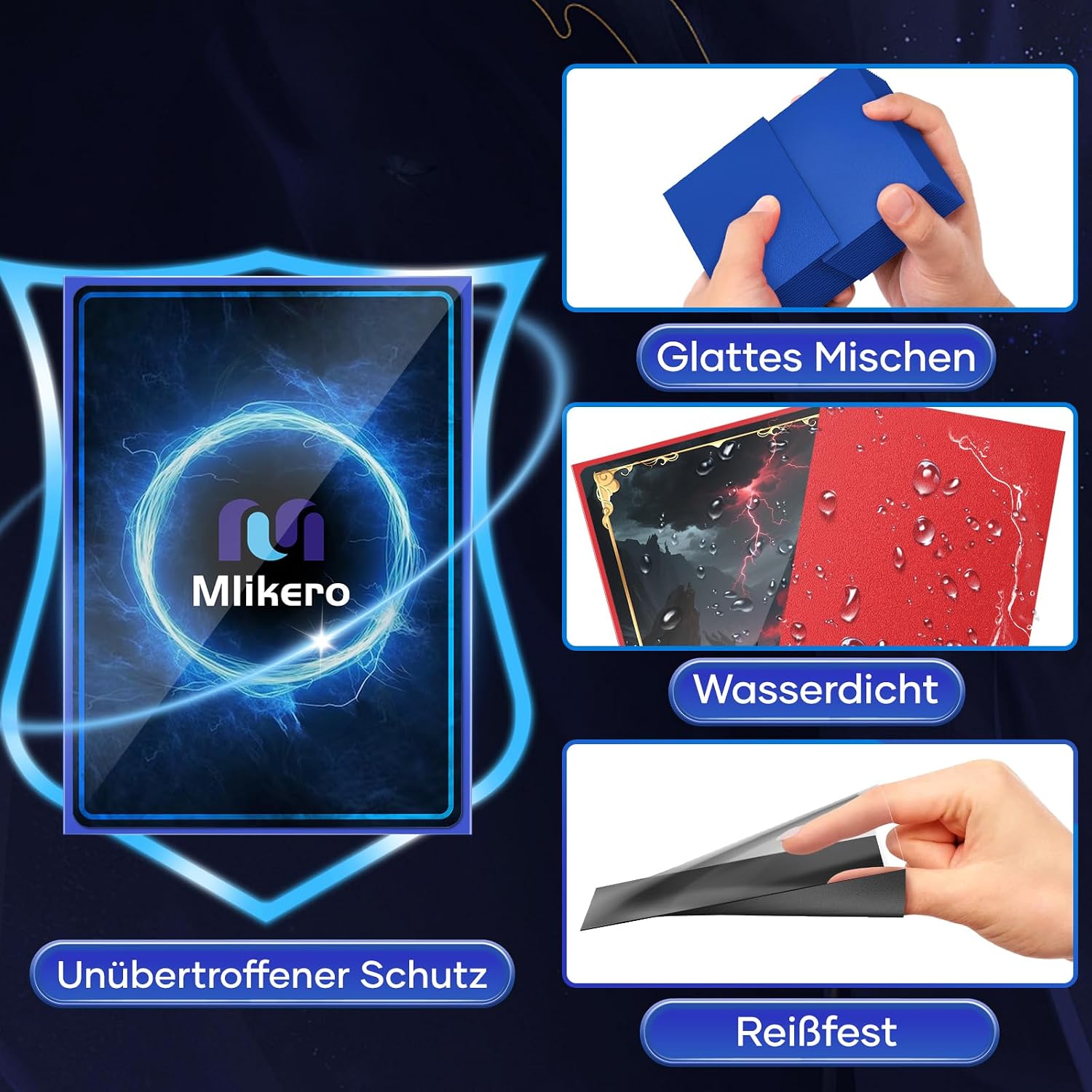 Mlikero Kartenhuellen 66×91 mm 500 Stueck 5 Farben Sleeves fuer Sammelkarten