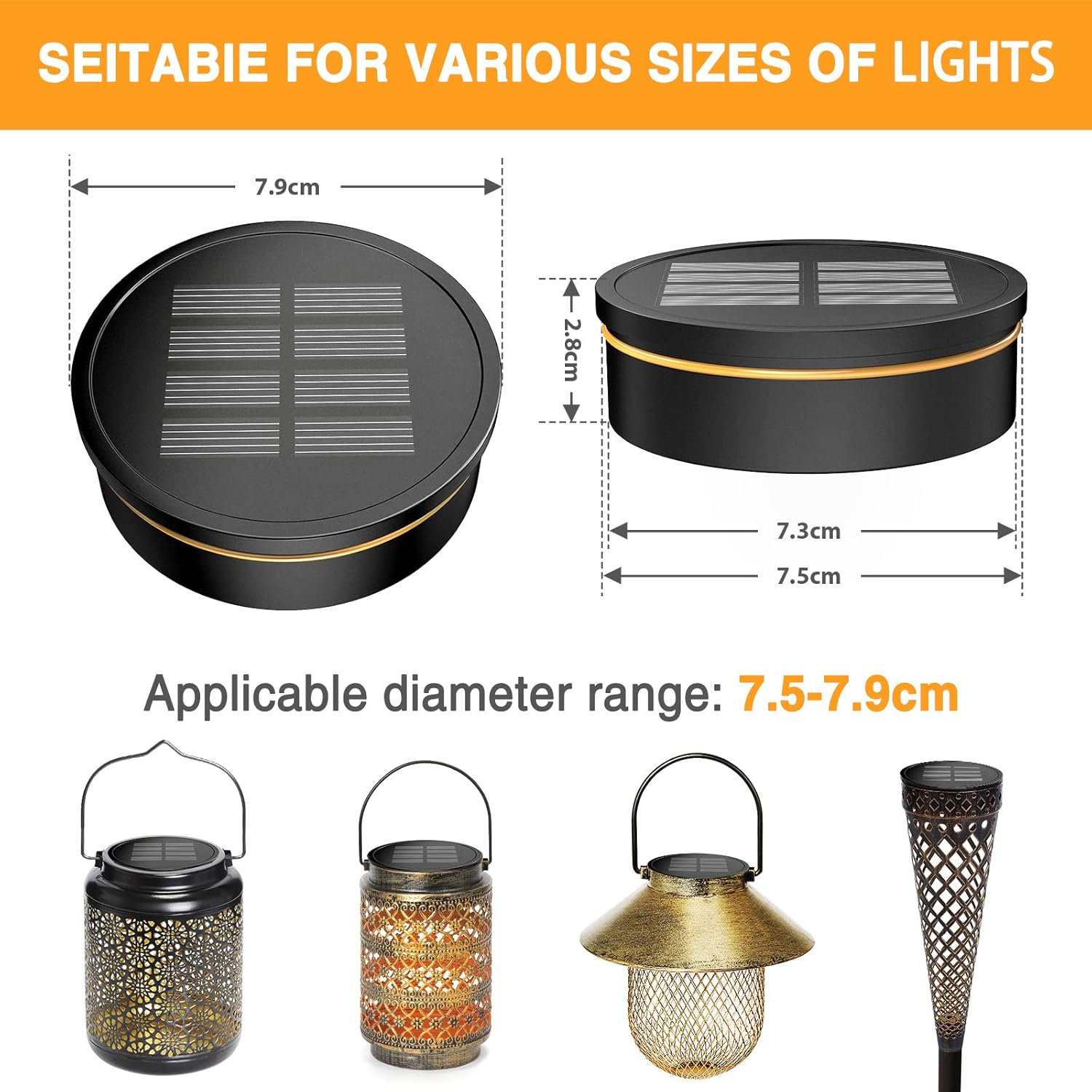 GEARLITE Solarbatterie 800 mAh mit Solarpanel fuer Solarlampe 8 cm, 4er Set