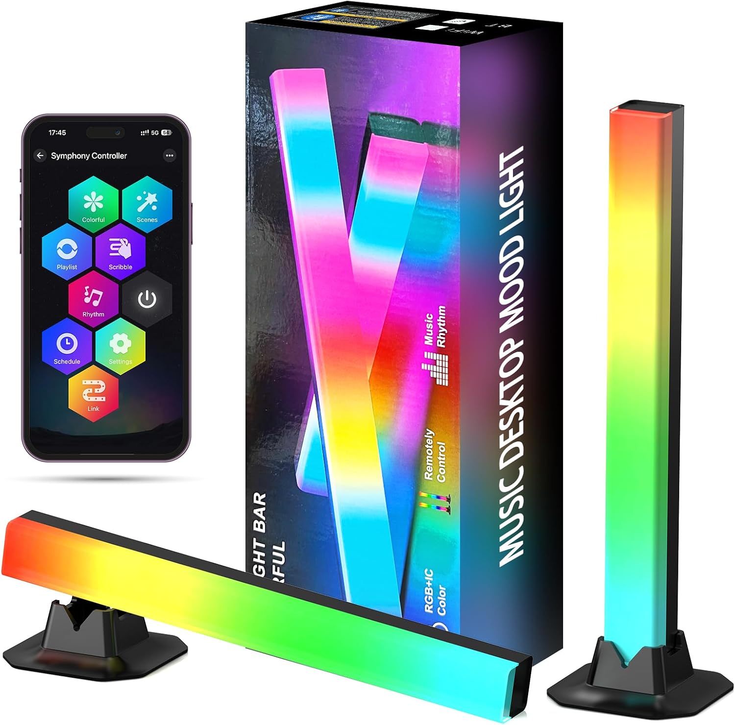 LED RGB Lightbar 2 Stueck 32 cm USB Ambient TV Beleuchtung mit Fernbedienung