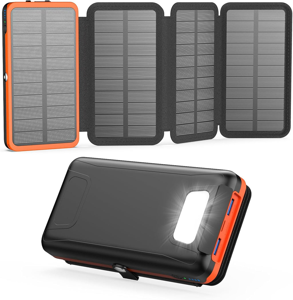 ADDTOP Solar Powerbank 20000 mAh 22,5W USB-C PD + 2x USB-A, 4 Solarpanels