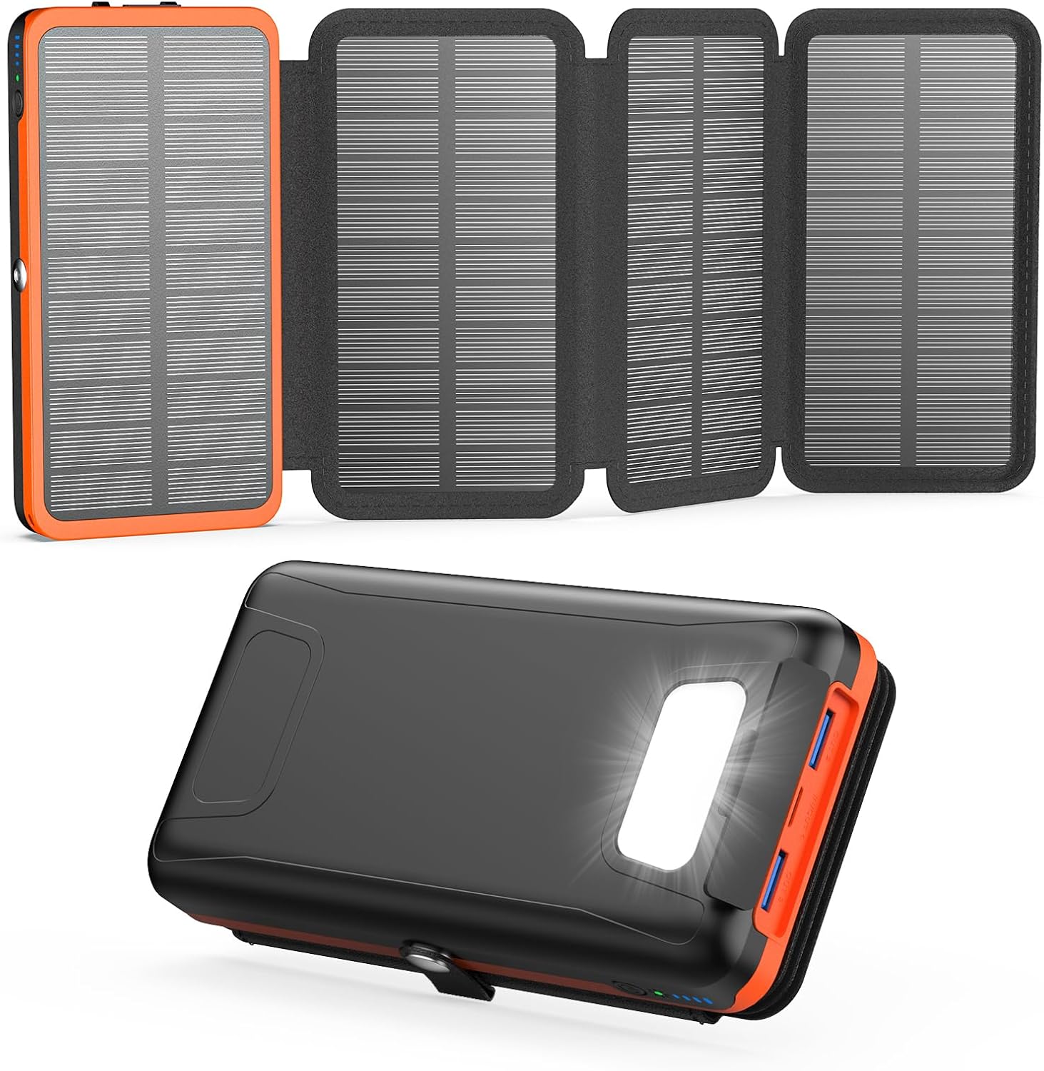 ADDTOP Solar Powerbank 20000 mAh 22,5W USB-C PD + 2x USB-A, 4 Solarpanels
