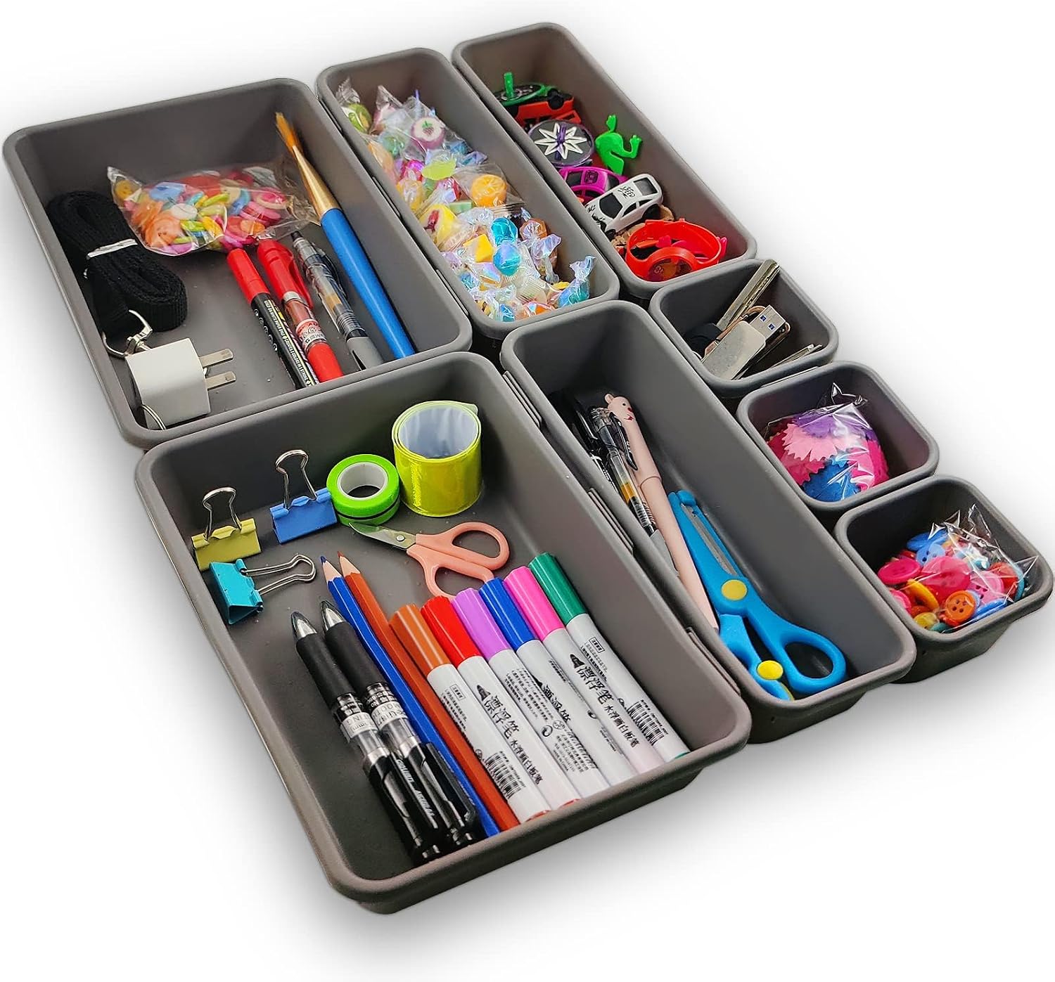 Schubladen Organizer 8er Set Getrennte Einsaetze Ordnungssystem Schubladenteiler