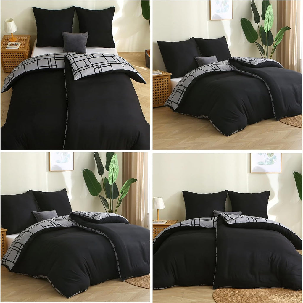 Bettwaesche 135x200 Mikrofaser Grau 4-teilig mit Reissverschluss OeKO-TEX 200cm-240