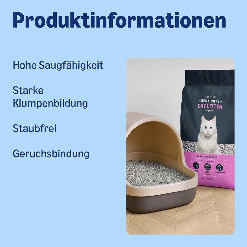 Bentonite Katzenstreu 10 L mit Babypuderduft verschiedene Sorten